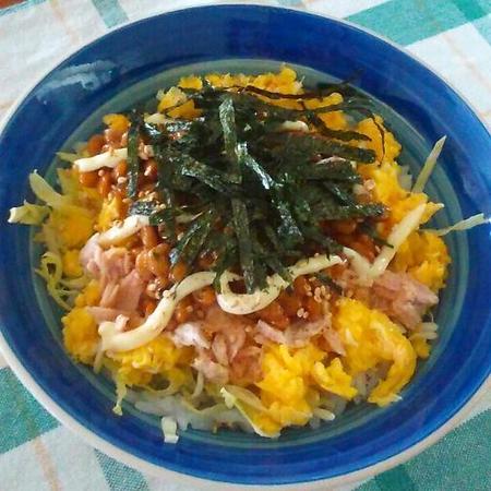 ツナたま納豆マヨご飯