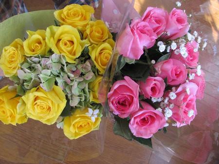 バラの花束、2つ