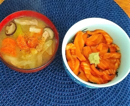 アトランティックサーモン丼と豚汁